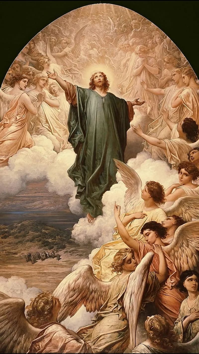 Jesus Pics For, Jesus Surrounded By Angels, jesus, angels, lord, god, HD phone wallpaper