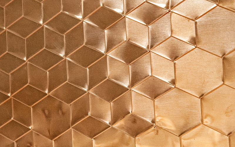 gold metal texture, golden background, metal textures, golden geometric background, golden texture, HD wallpaper