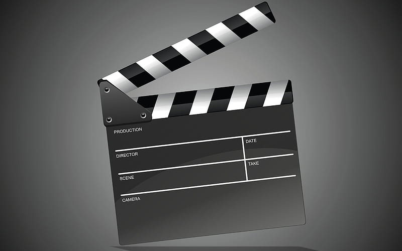 Clapperboard, cinema concepts, cinema sign, clapperboard concept, Clapperboard on gray background, HD wallpaper