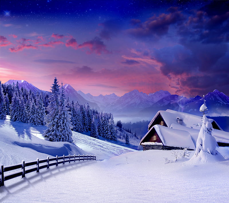 Cabin Winter, house, ice, season, snow, HD wallpaper