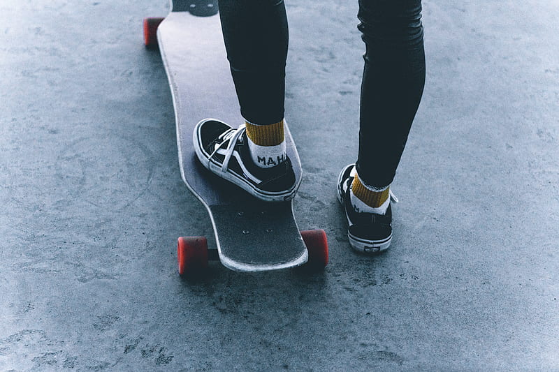 skate, skateboard, legs, sneakers, ride, HD wallpaper