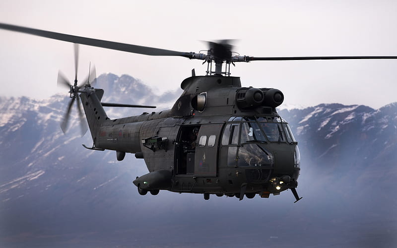 RAF Puma HC2, military helicopter, Air Force, Airbus, HD wallpaper