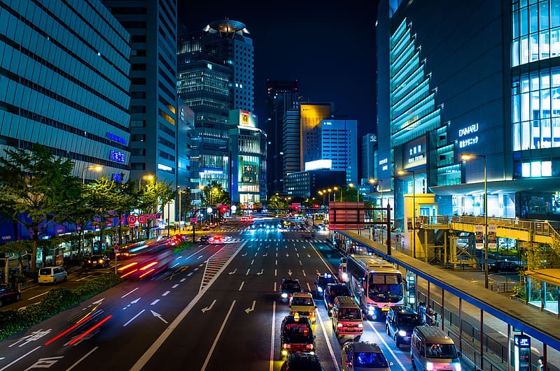 Cities, Night, Japan, Street, Osaka, HD wallpaper
