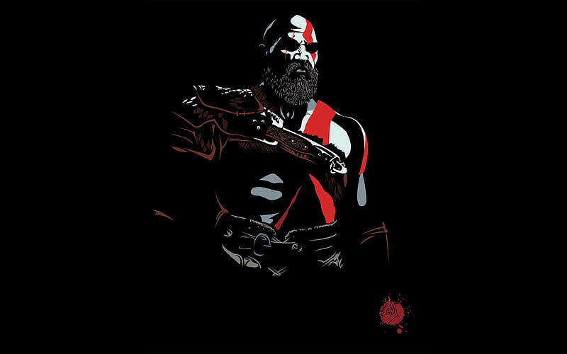 kratos-god-of-war, bike, dirt, like, motorcycle, shark, night, exhaust, HD wallpaper