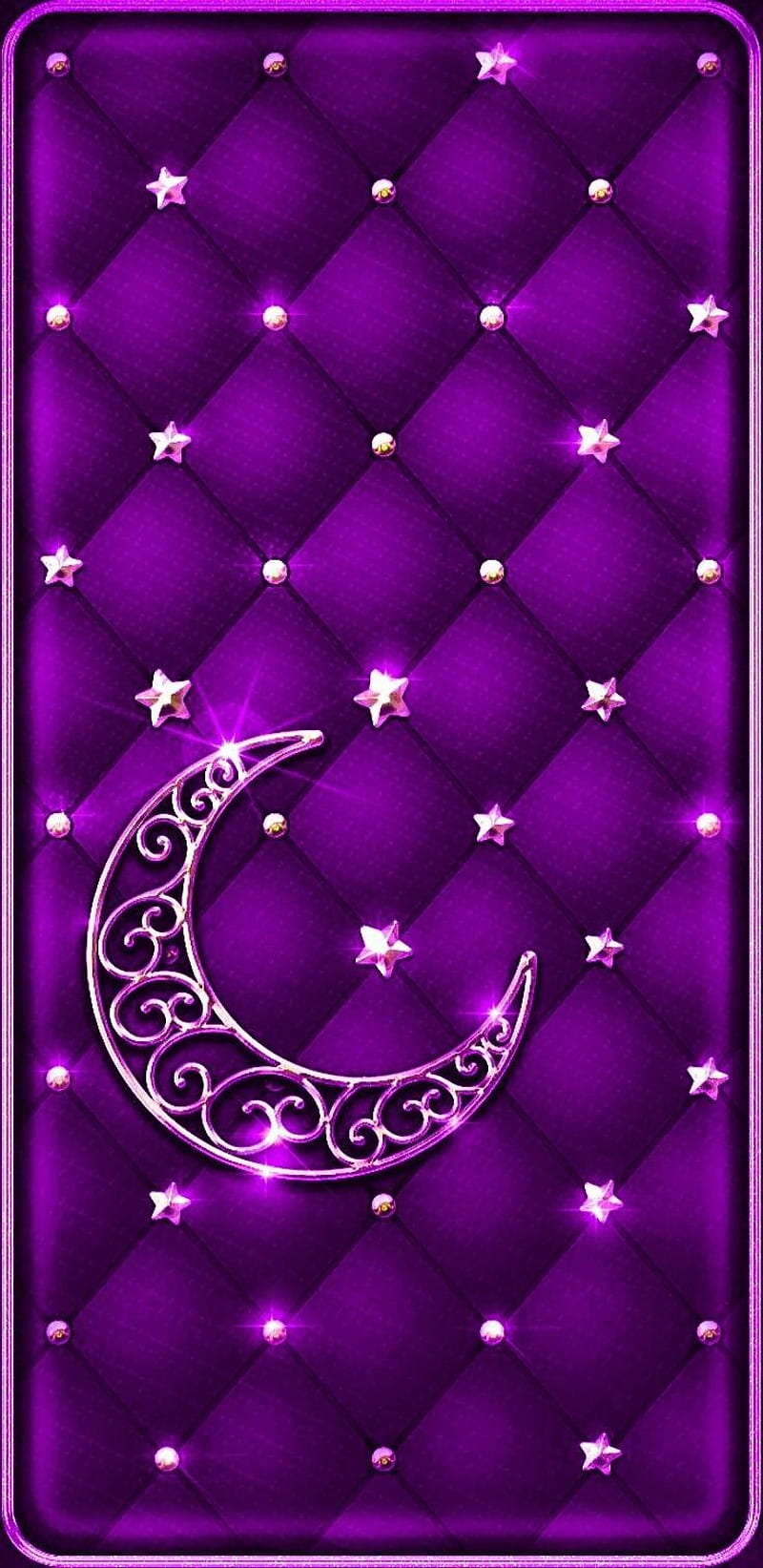 Purple moon, bling, diamonds, HD phone wallpaper