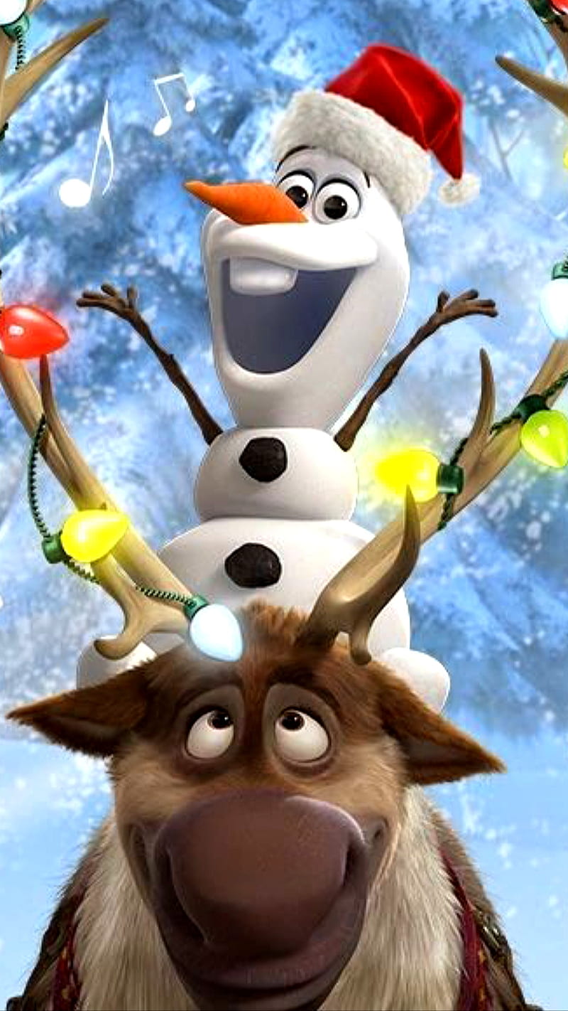 Frozen, animation, cartoon, christmas, christmas lights, deer, merry  christmas, HD phone wallpaper | Peakpx