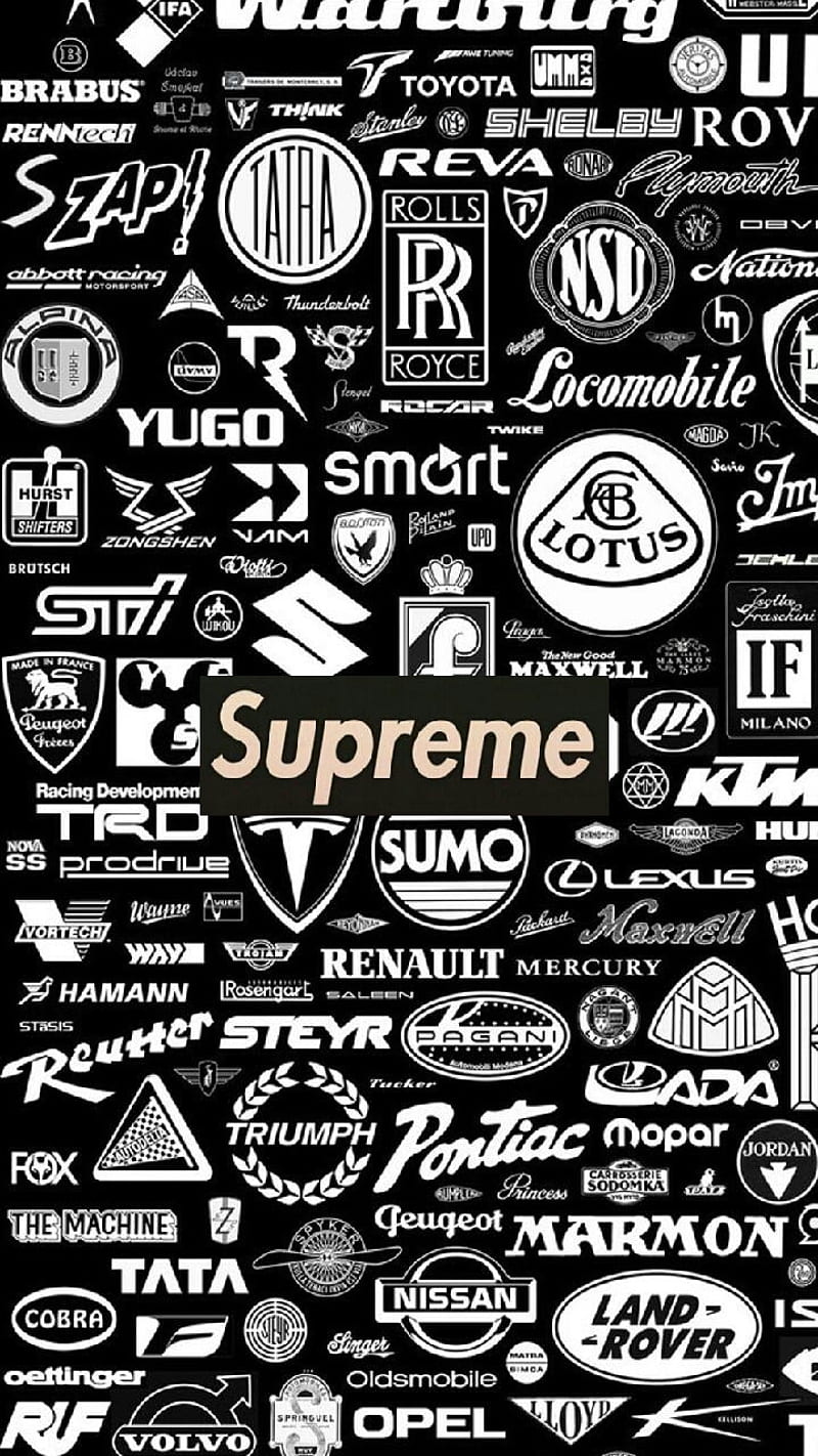 Supreme mashup 2, carros, logo, logos, HD phone wallpaper