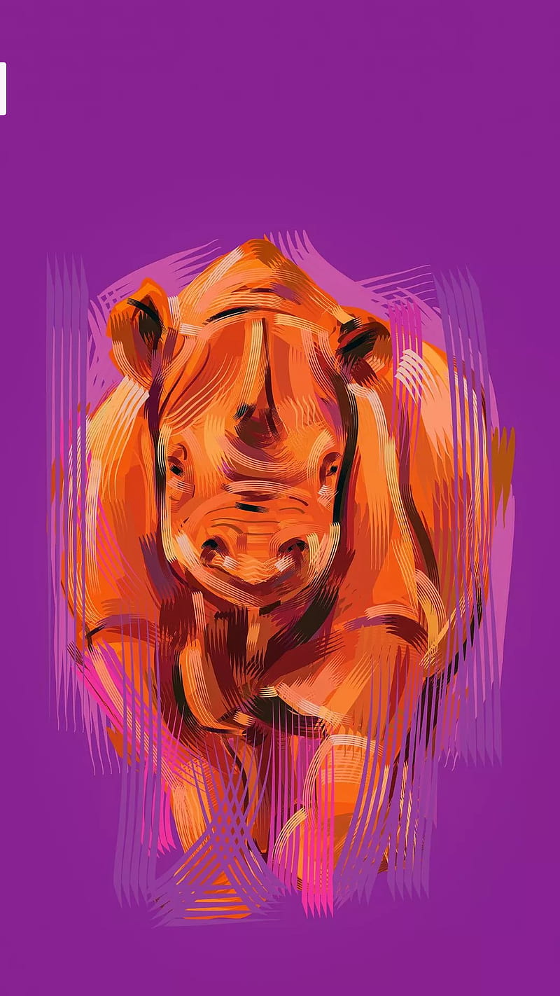 Rhino, painting, HD phone wallpaper