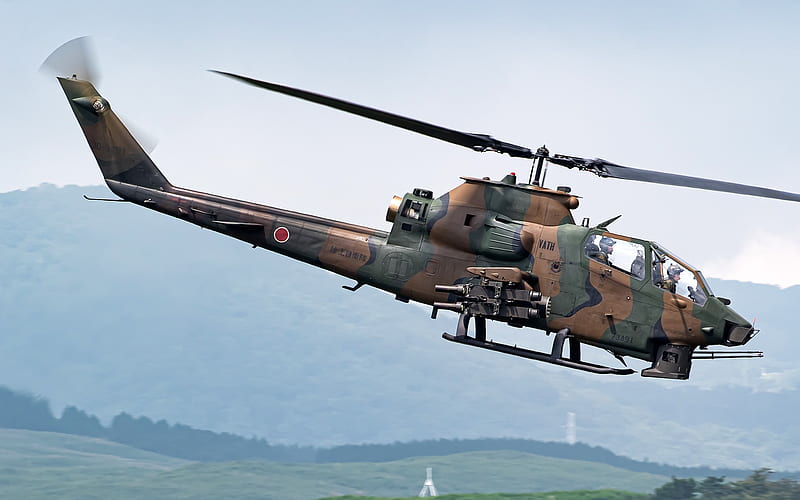 Bell AH-1 Super Cobra, AH-1S, american attack helicopter, Japan Ground Self-Defense Force, JGSDF, Bell Helicopter, japanese military helicopters, HD wallpaper