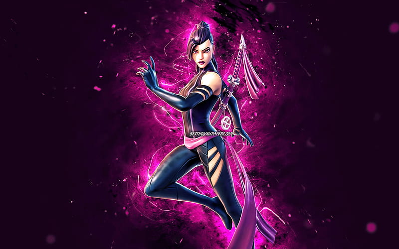 Psylocke purple neon lights, Fortnite Battle Royale, Fortnite characters, Psylocke Skin, Fortnite, Psylocke Fortnite, HD wallpaper