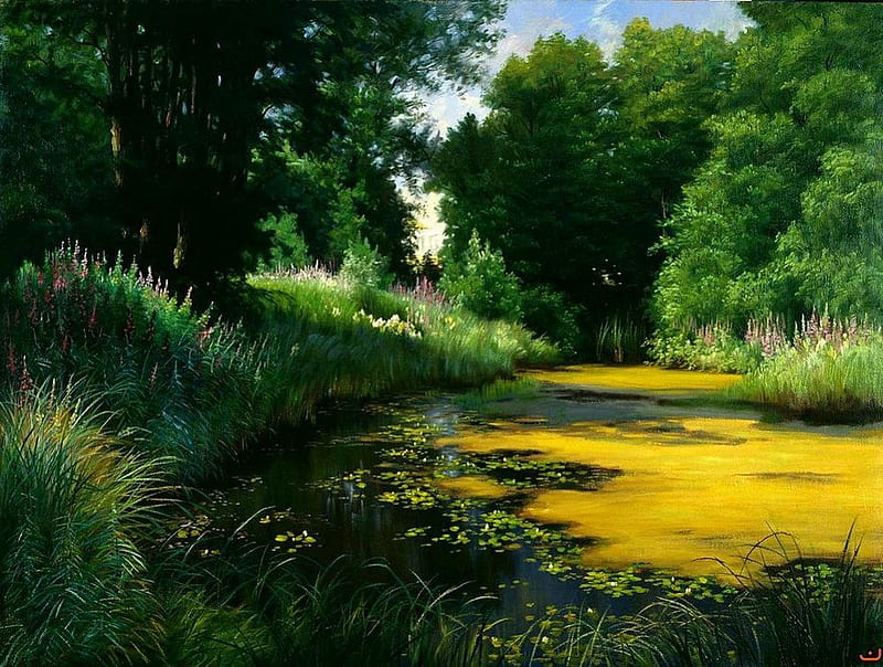 Yu.Arsenyuk (oil on canvas), art, tree, painting, nature, yu arsenyuk, HD wallpaper