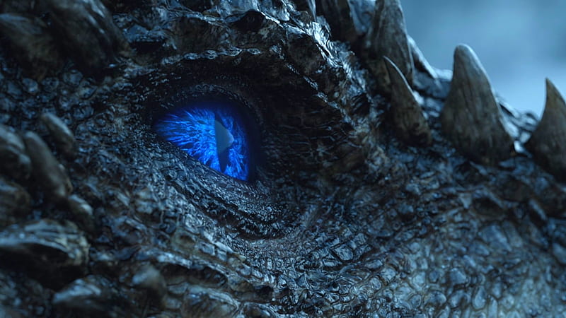 Game of Thrones (TV Series 2011– ), fantasy, eye, game of thrones, tv series, king of the night, dragon, blue, HD wallpaper
