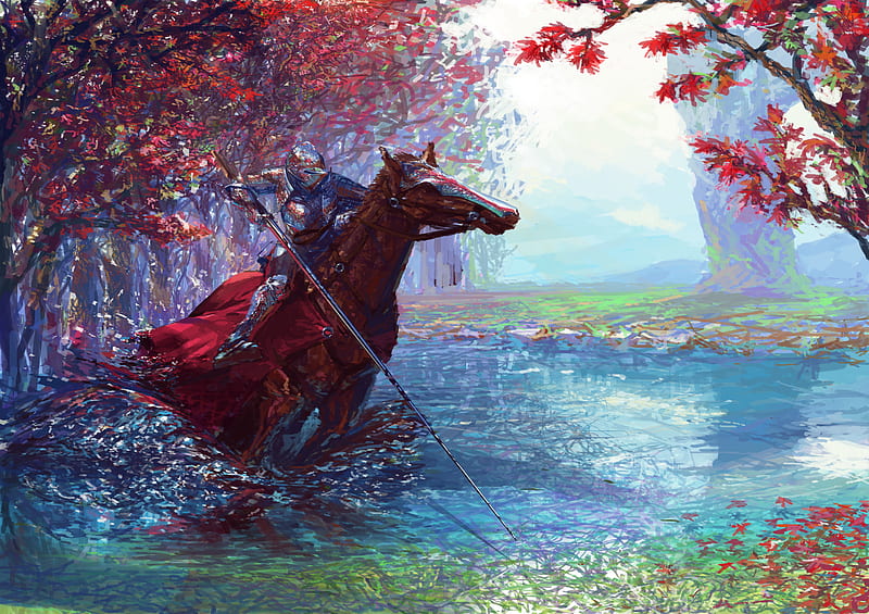 Knight On Horse With Sword , knight, horse, sword, artist, artwork, digital-art, HD wallpaper