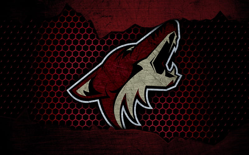 Arizona Coyotes logo, NHL, hockey, Western Conference, USA, grunge, metal texture, Pacific Division, HD wallpaper