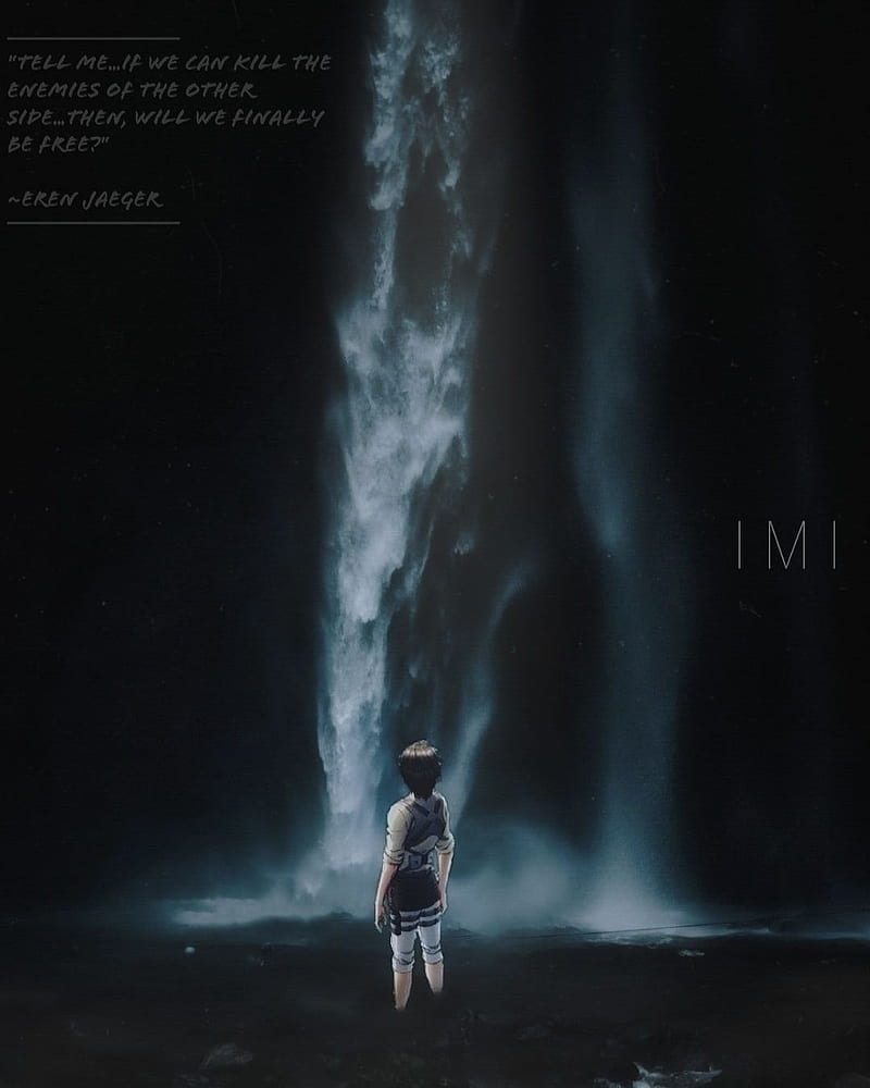 Eren Yeager , attack on titan, eren, giant, gigant, levai, mikasa, waterfall, waterfalls, HD phone wallpaper