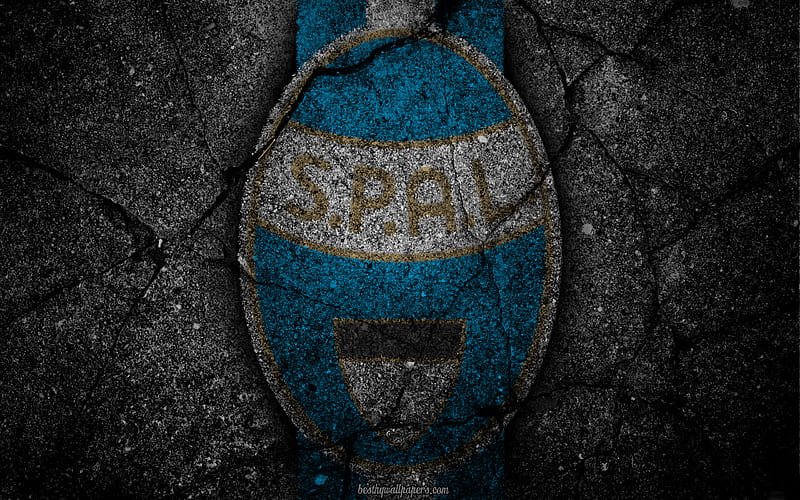 Spal, logo, art, Serie A, soccer, football club, Calcio, asphalt texture, HD wallpaper