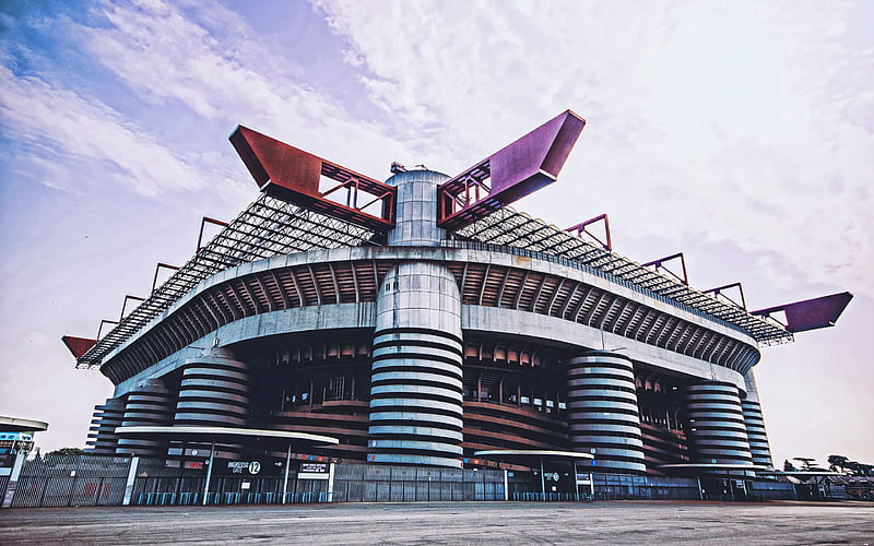 San Siro AC Milan stadium, aerial view, soccer, football stadium, Milan, Italy, AC Milan, italian stadium, HD wallpaper
