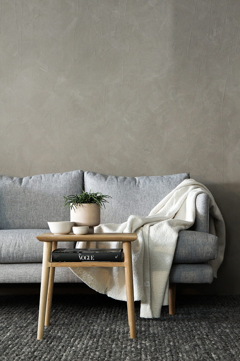 sofa, table, pots, plants, interior, HD phone wallpaper