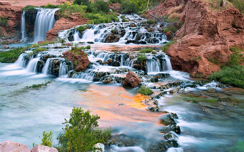 Navajo Falls ~ Grand Canyons, Arizona, USA, Park, Waterfall, Nature, HD wallpaper