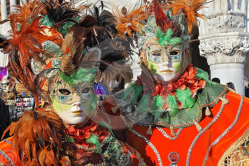 venetian carnival, colorful, carnival, mask, HD wallpaper
