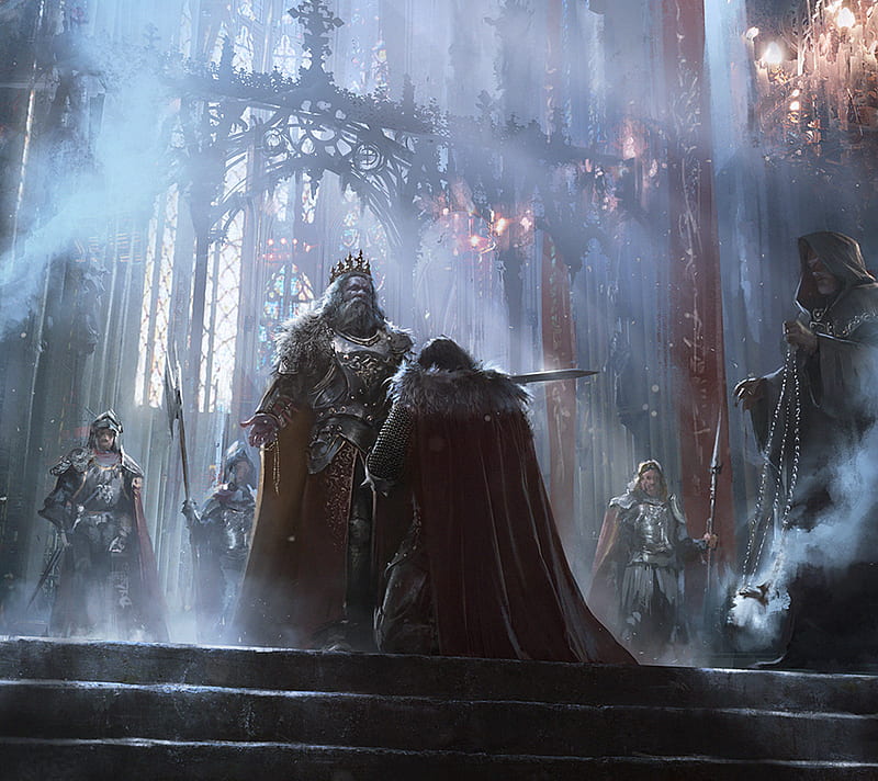 Honor, fantasy, king, kneeling, knight, sir, HD wallpaper