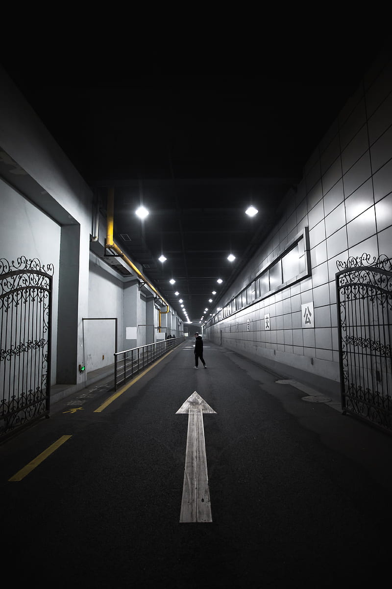 tunnel, road, man, HD phone wallpaper
