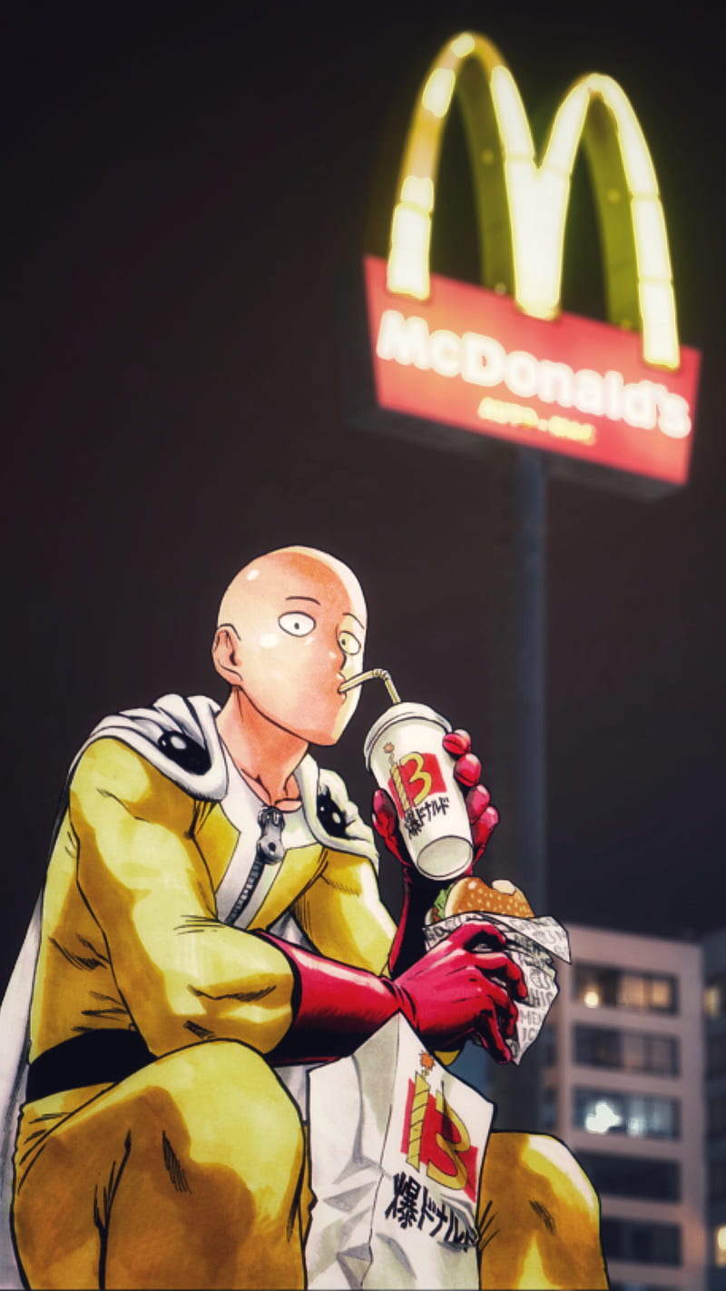 Saitama One Punch Man Cape Fist for Samsung Galaxy iPhone Wallpapers  Free Download