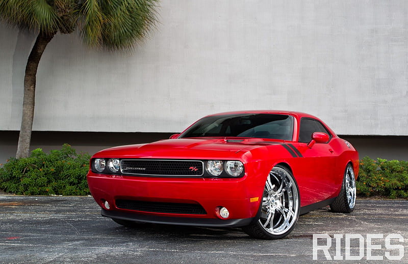 2012 Dodge Challenger, mopar, red, chrome wheels, 12, HD wallpaper