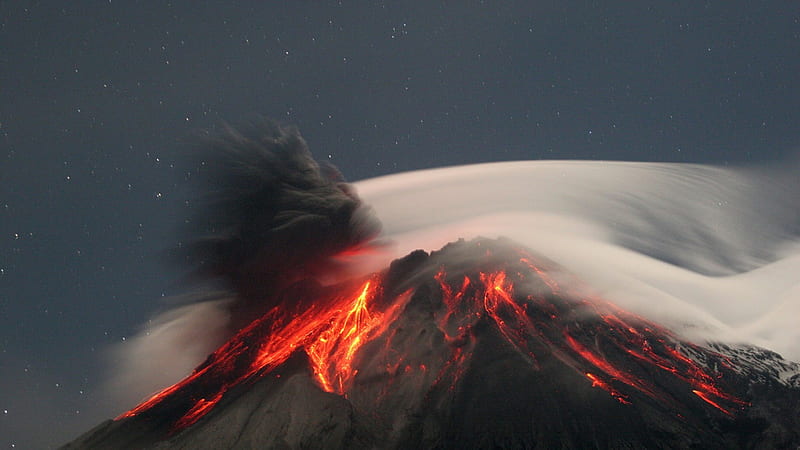 The Eruption, rock, eruption, ash, lava, hot, volcano, HD wallpaper