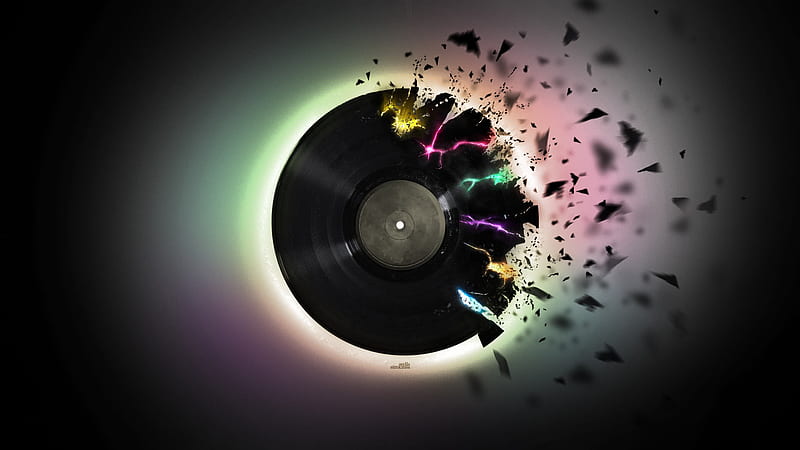 Shattered Disc, cracked, broken, music, black, compact, disc, shattered, pieces, cd, HD wallpaper
