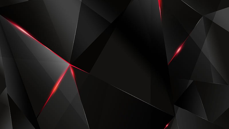 Black Red Dimensional Triangles Black, HD wallpaper