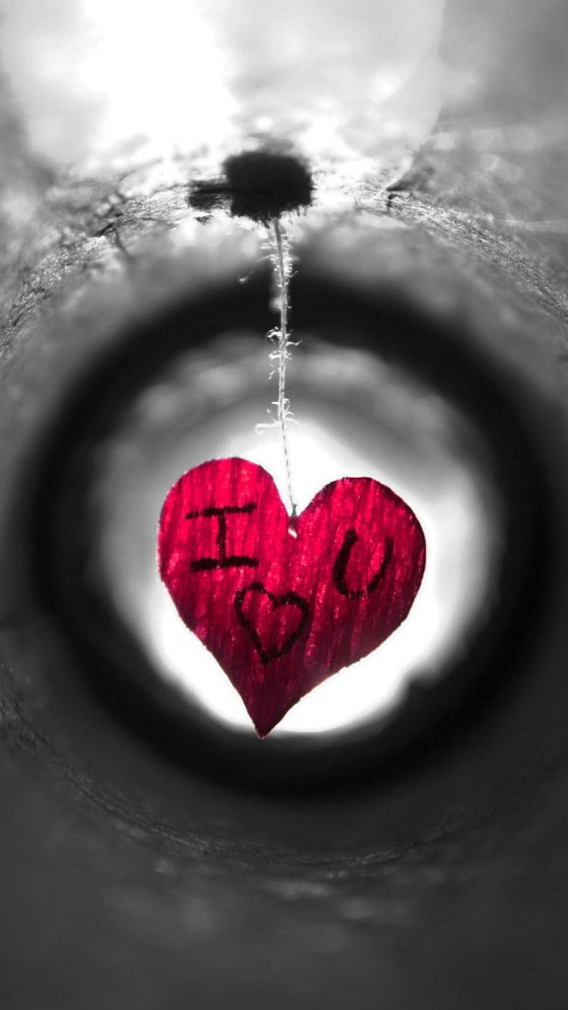 Red heart, art, black, i love you, HD phone wallpaper | Peakpx