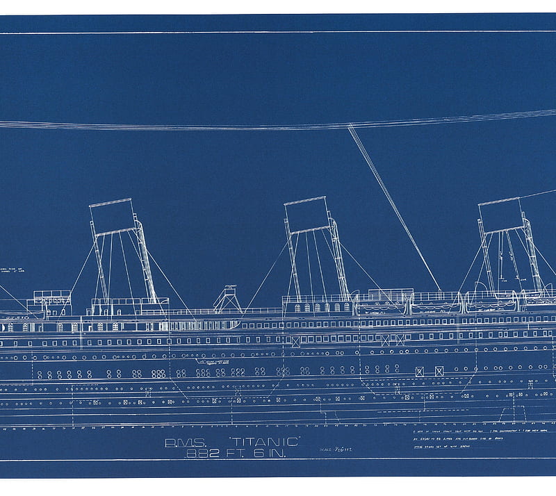 Titanic Blueprints 2, 1912, blueprint, ship, titanic, HD wallpaper