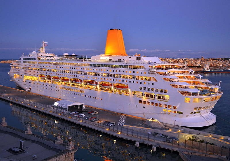 Oriana, water, cruise, ship, wharf, HD wallpaper