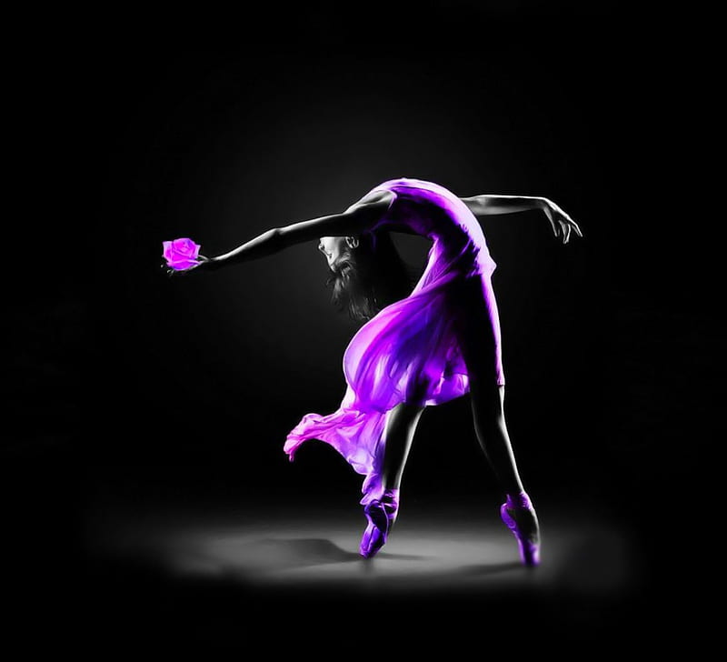 ~pink harmony~, dress, black, dancer, girl, purple, ballet, two colours, pink, harmony, HD wallpaper
