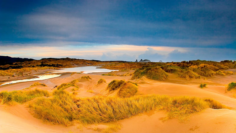 Sandy landscape, beach, sand, desert, storm, HD wallpaper