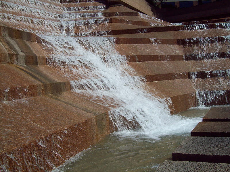 Famous Water Fall, water, fort worth, stone steps, water gardens, falls ...