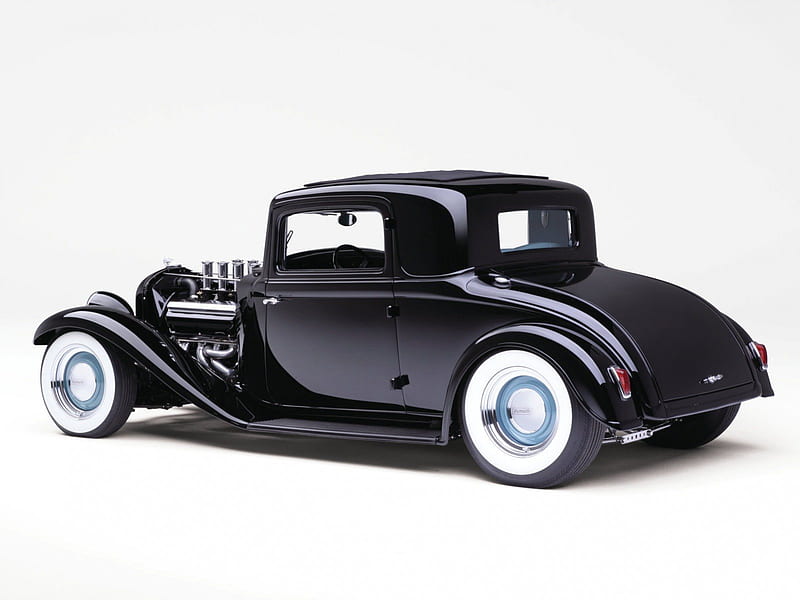 1932 Plymouth PB Coupe, Classic, Black, White walls, 1932, HD wallpaper