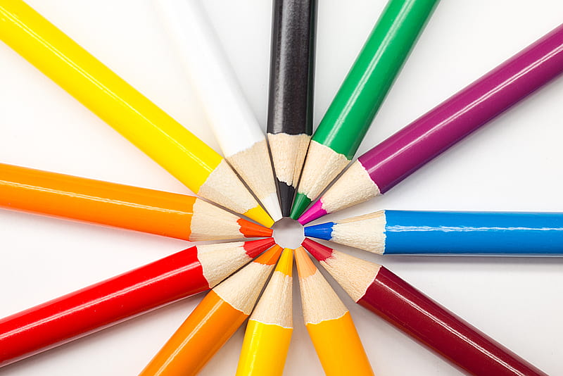 assorted-color color pencils, HD wallpaper