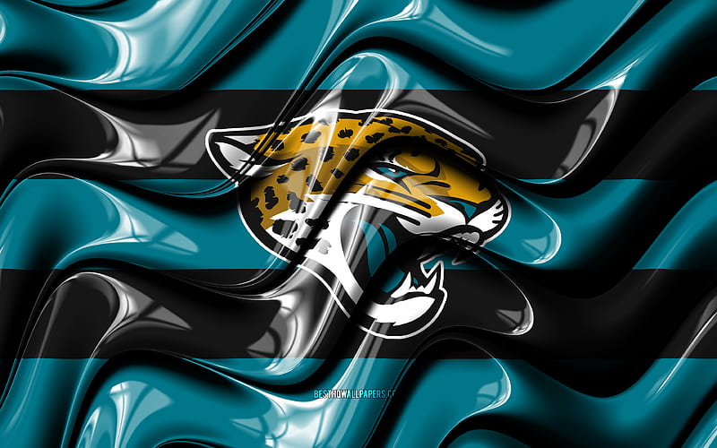 Jacksonville Jaguars flag blue and black 3D waves, NFL, american football team, Jacksonville Jaguars logo, american football, Jacksonville Jaguars, HD wallpaper