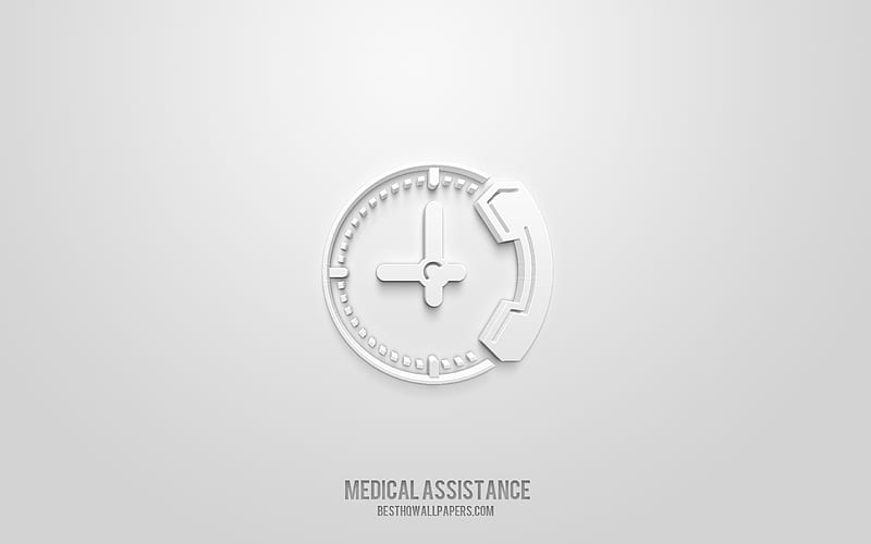 Medical assistance 3d icon, white background, 3d symbols, Medical assistance, Medicine icons, 3d icons, Medical assistance sign, Medicine 3d icons, HD wallpaper
