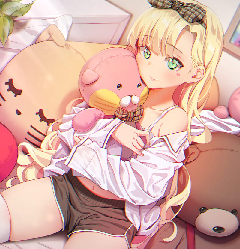 girl, smile, toy, anime, HD phone wallpaper