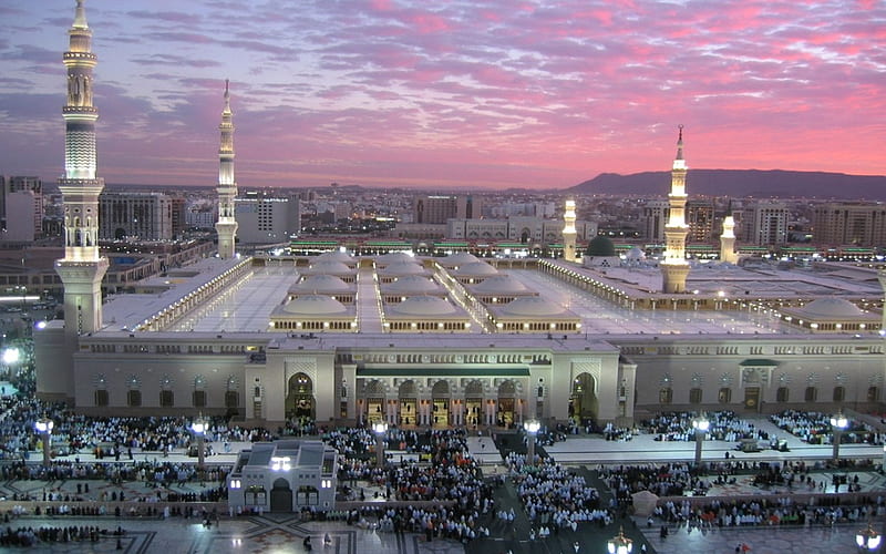Beautiful mosque, mosque, holy place, mosque of the prophet, saudi arabia,  dusk, HD wallpaper | Peakpx