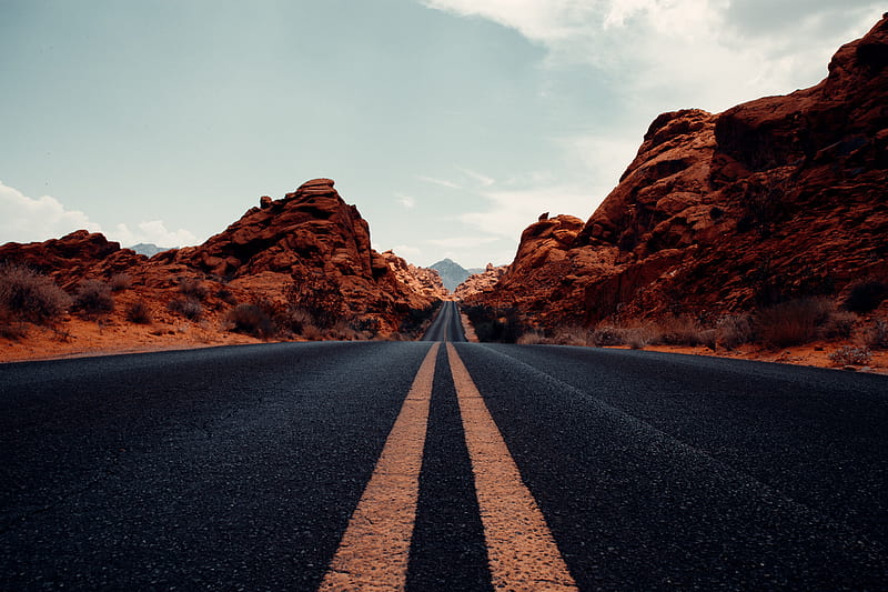 road, marking, desert, distance, HD wallpaper