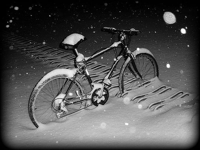 So Lonely, art, bicycle, lonely, abstract, winter, retro, graphy, new year 2012, landscape, HD wallpaper