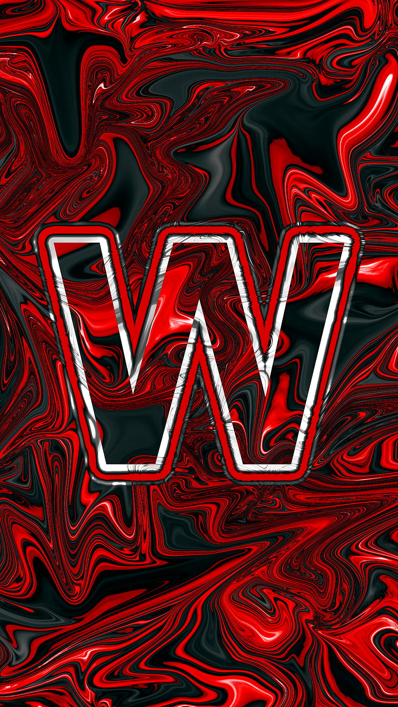 Letter W red abstract, colors, cream, lava, letter W, liquid, magma, oil, HD phone wallpaper
