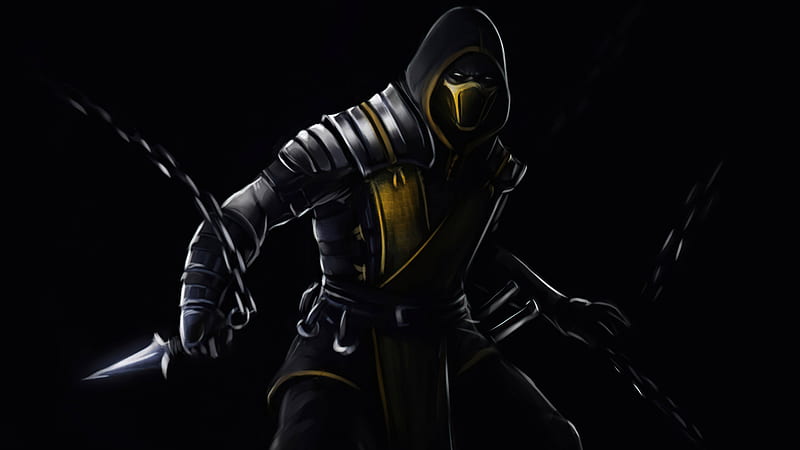 Scorpion Mortal Kombat Dark , Games, , , Background, and, Mortal Kombat Black, HD wallpaper