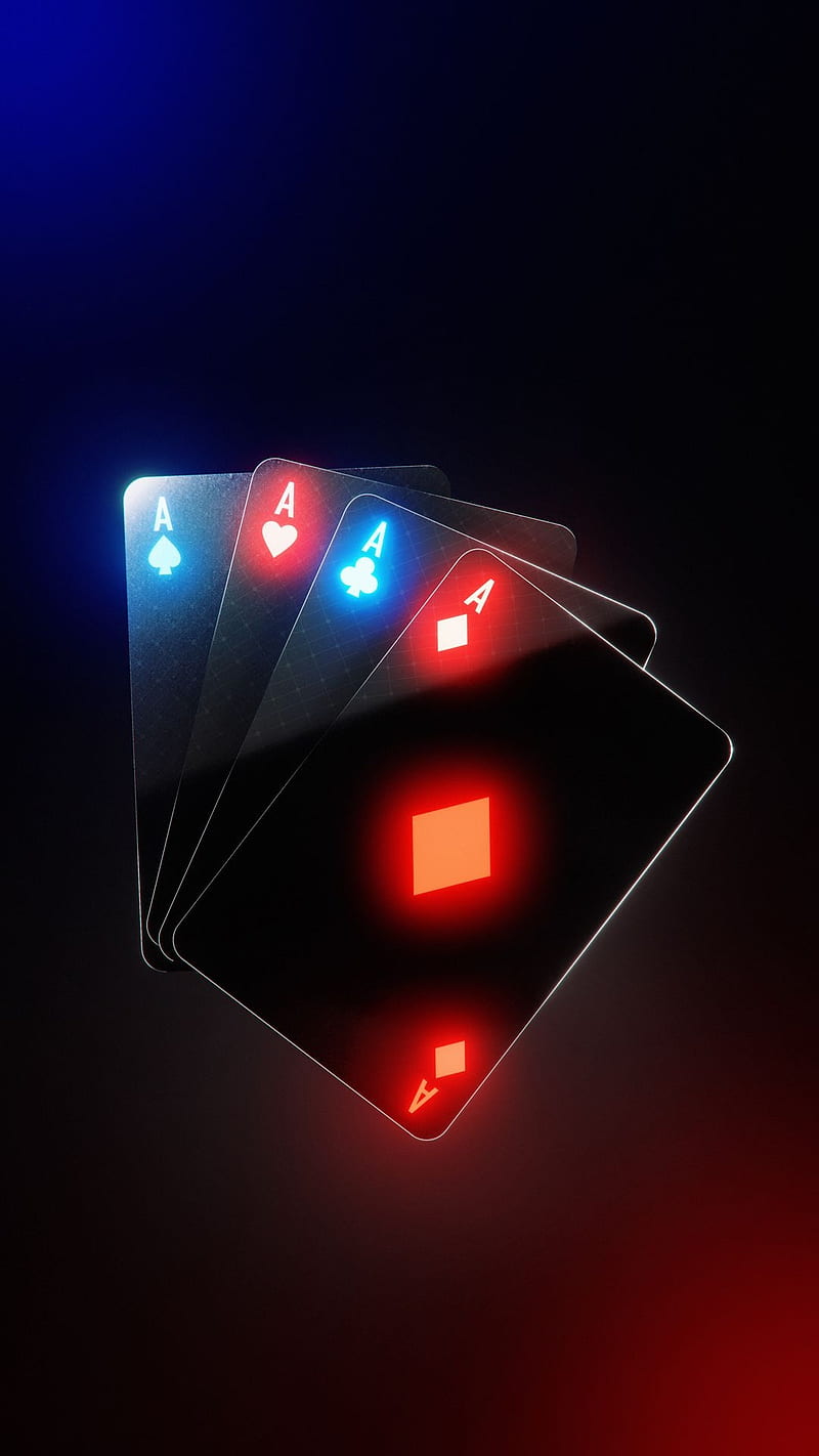 Aces, A, ace, game, cards, neon, dark, HD phone wallpaper