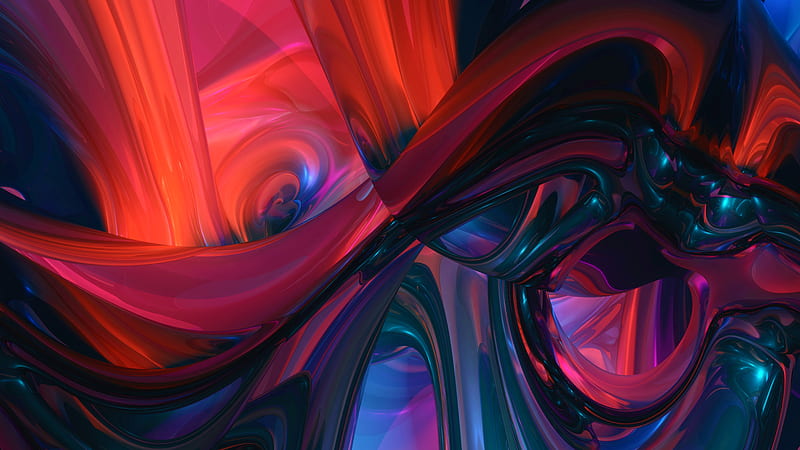 fractal, wavy, tangled, colorful, abstraction, HD wallpaper