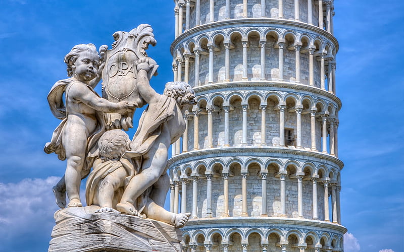 Leaning Tower of Pisa, Sights of Italy, monuments of architecture, Pisa, Italy, HD wallpaper